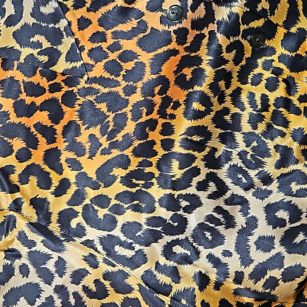 Vintage silk Mondi long sleeve cheetah print blouse top - Picture 5 of 8
